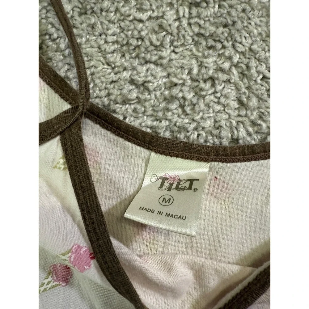 Womens Y2 Ice Cream Cone Camisole Pink Brown Coquette Cami Top Loungewear M - Picture 4 of 6